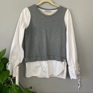 Dalia Combo Sweater Button Down Top M M29
